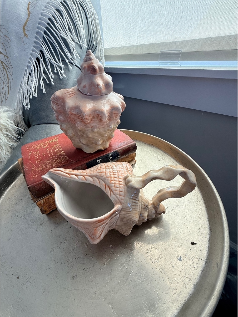 Ceramic Shell Shaped Cream and Sugar Set